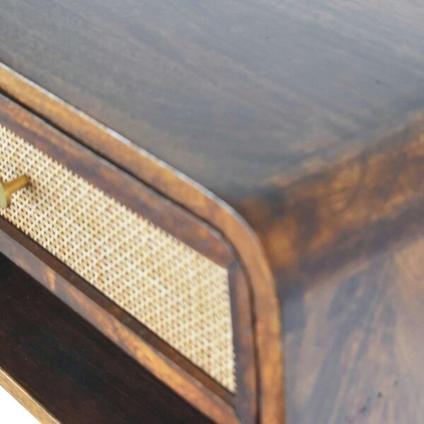 Wyld Haus Como Chestnut Wall Mounted Open Woven Bedside Table with Drawer