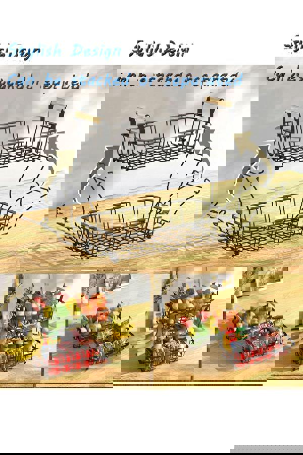 Living and Home 2 Tier Wire Detachable Fruit Vegetable Basket Widely Used Storage Rack Organizer Bathroom Kitchen