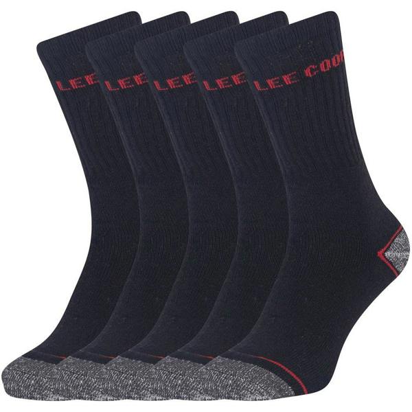 Lee Cooper Mens Logo Socks (Pack of 5) - Black/Red - 
