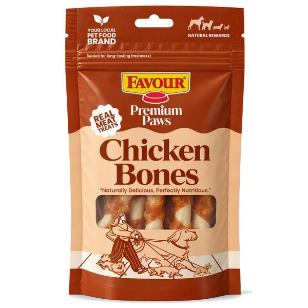 Favour Premium Paws Chicken Bones Dog Treats 100g