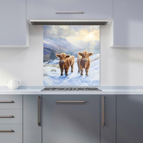 Warren Reed - Designer Duo Of Baby Highland Cows Kitchen Splashback