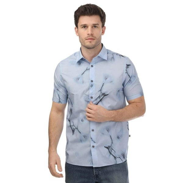 Ted Baker Mens Lousho Large Floral Shirt - Sky