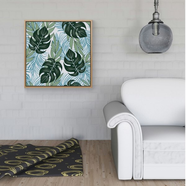 Warren Reed Tropical Pattern And Flowers Framed Canvas