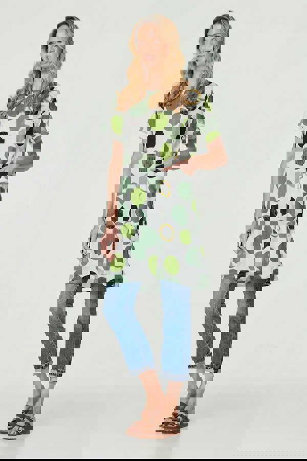 Green | Polka Dot Relaxed Tunic Dress