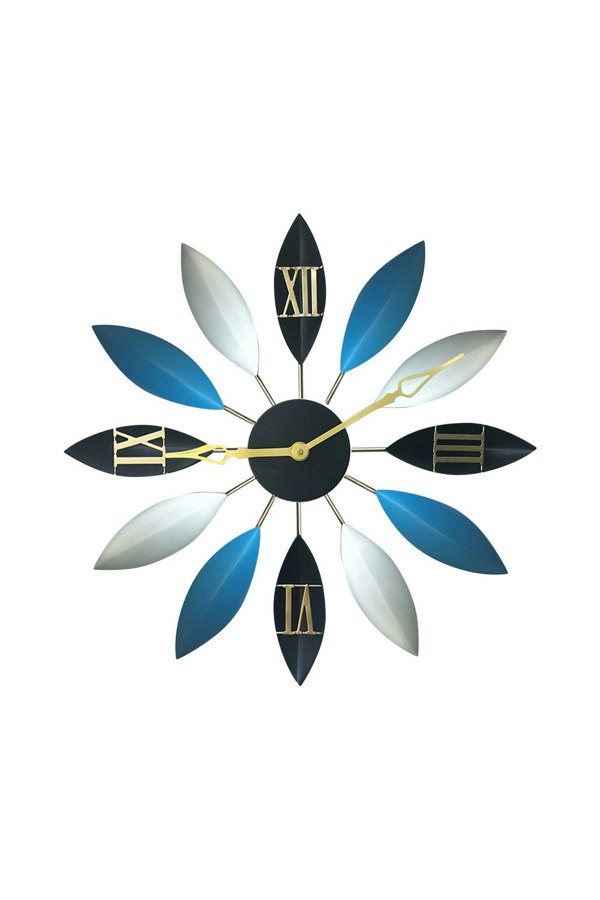 Living and Home 55cm Dia Tri-colour  Roman Numeral Flower Shape Decorative Wall Clock