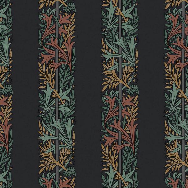 William Morris at Home Love Is Enough Stripe Ink Blue Wallpaper