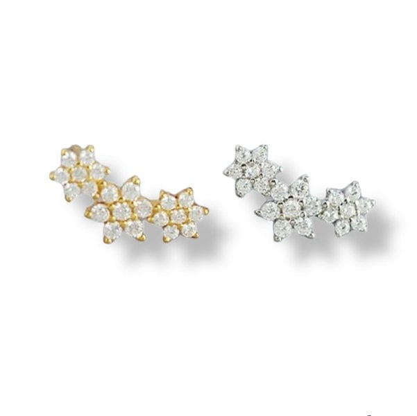 Gold Trip Crystal Flower Ear Climbers