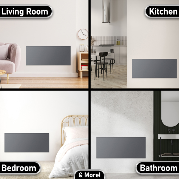 MYLEK Electric Radiator Panel Heater Grey WIFI Smart APP Eco 2000W Bathroom Safe Wall Mounted Timer Thermostat