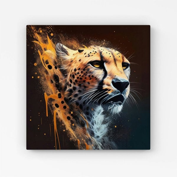 Warren Reed Cheetah Face Splashart Dark Background Canvas