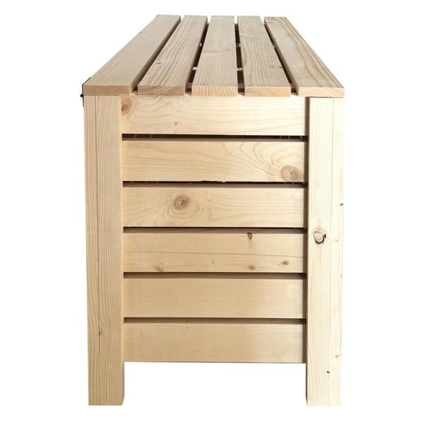 Core Products Wide Slatted Storage Box with Lid, Pre-Sanded Pine