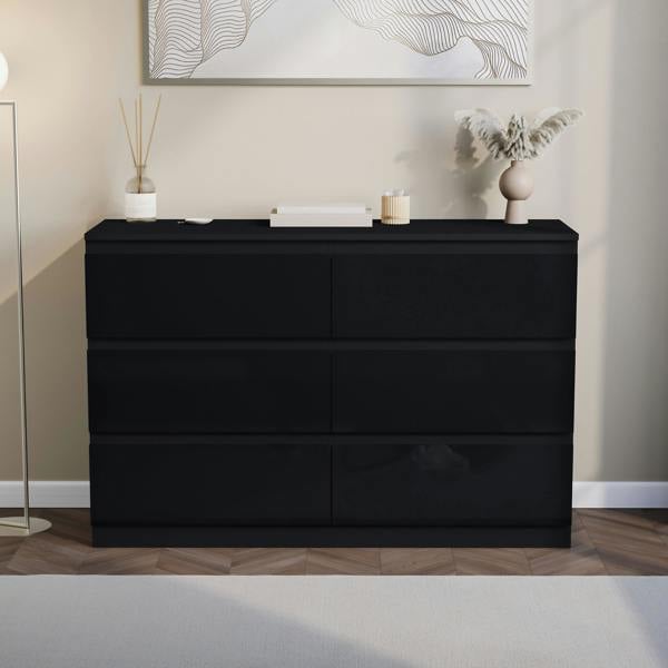 Vida Designs Glinton 6 Drawer Chest, Black