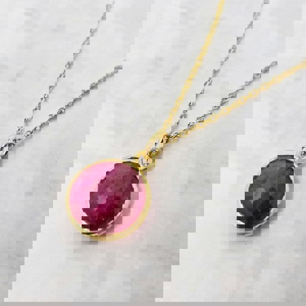 18ct Gold Vermeil Plated Round Ruby Necklace