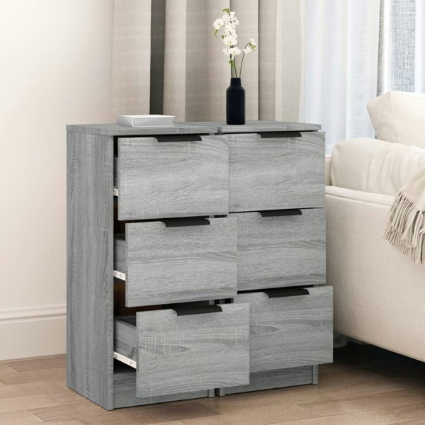Berkfield Sideboards 2 pcs Grey Sonoma 30x30x70 cm Engineered Wood