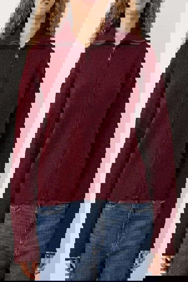 WOVCOR Soft Textured Oversize Knit Cardigan with Zipper