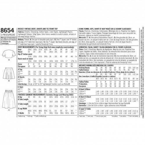 Simplicity Sewing Pattern 8654, Tops, Shorts, Skirts, Vintage Style for Women, D5 (4-6-8-10-12) - Intermediate