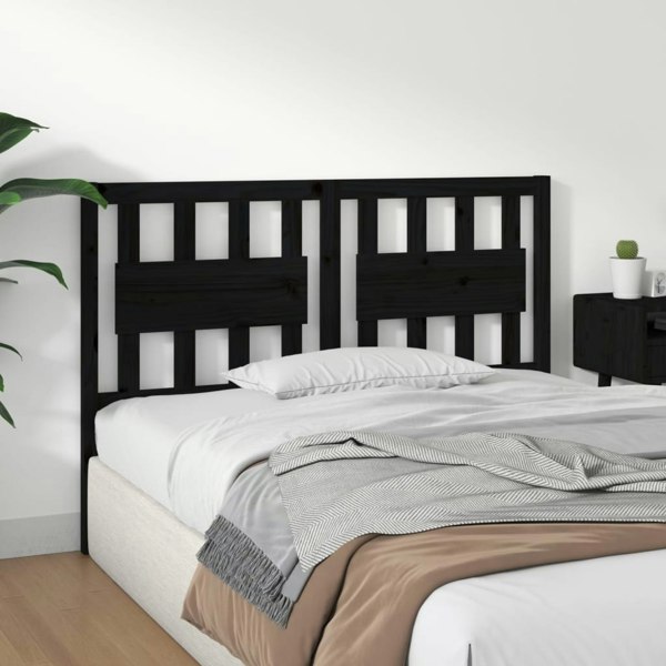 Berkfield Bed Headboard Black 125.5x4x100 cm Solid Wood Pine
