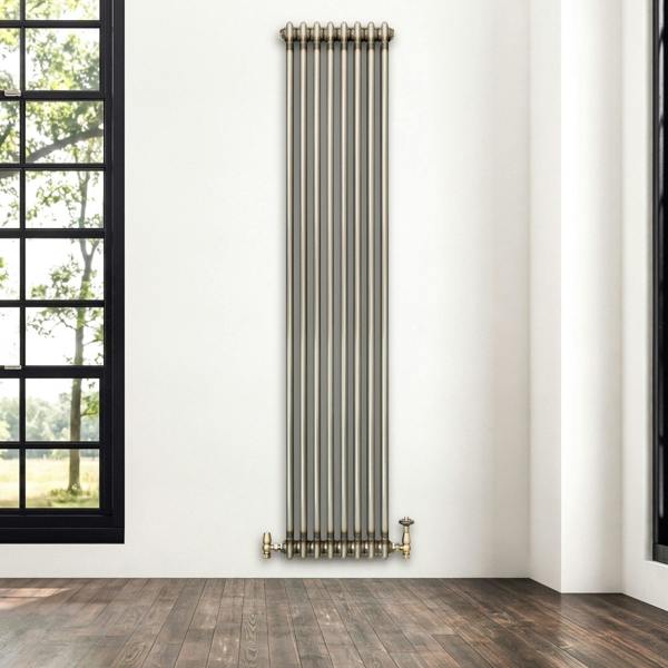 Monstershop Traditional 2 Column Radiator - 1800 x 380mm - Raw Metal