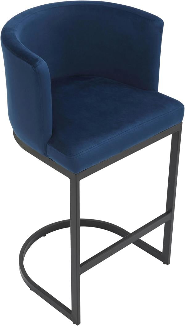 Lamboro Velino Velvet Kitchen Bar Stools, Matt Black Cantilever Frame, Seat With Backrest, Breakfast & Home Bar Stool - Blue