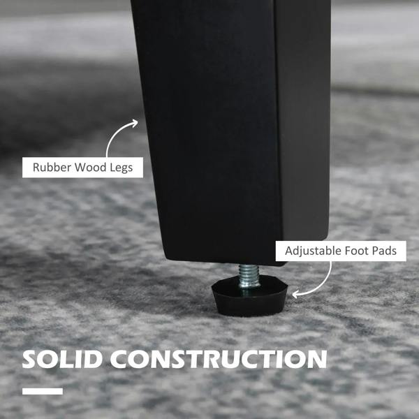 Grey accent chair on rubber wood legs with adjustable foot pads