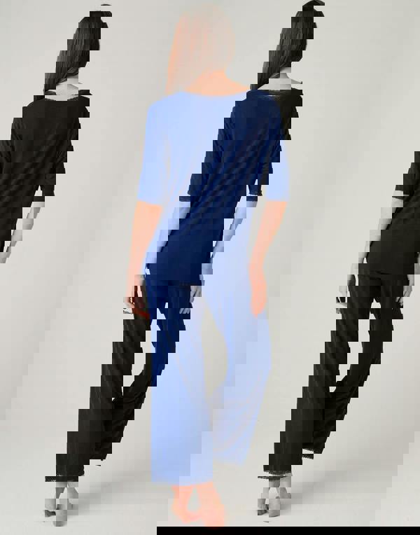 British Boxers Women's Bamboo Lace Pyjama Set – Navy Peony