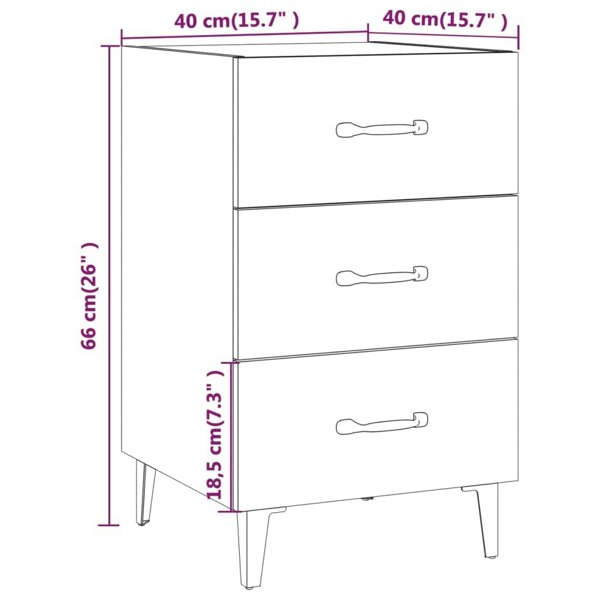 Berkfield Bedside Cabinet Smoked Oak 40x40x66 cm Engineered Wood