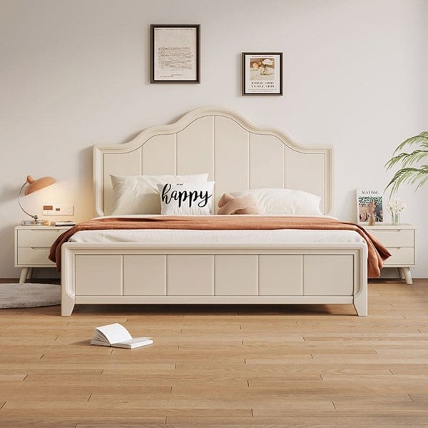 Agnes King Size / Super King Size Bed With Storage, Cream-Weilai Concept-Weilai Concept