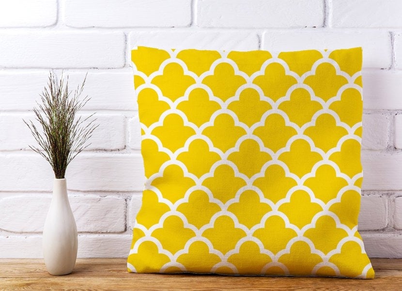 Warren Reed Geometric Yellow Quatrefoil Wave Cushions