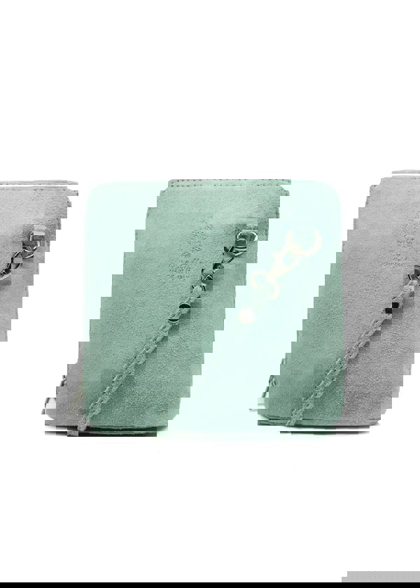 Kitise Small Genuine Italian Suede Leather Zip Around Crossbody Bag