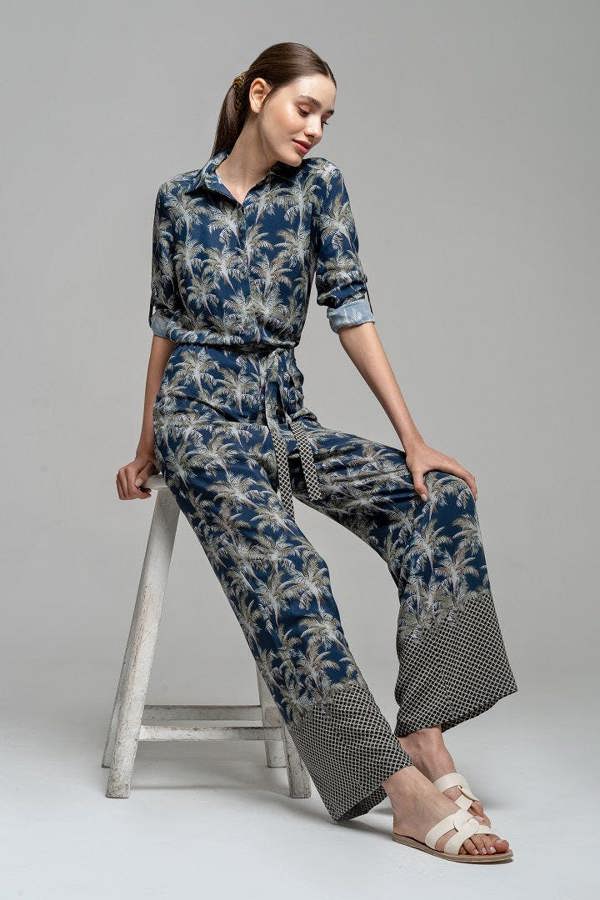 Rumour London Tammie jungle print shirt style jumpsuit