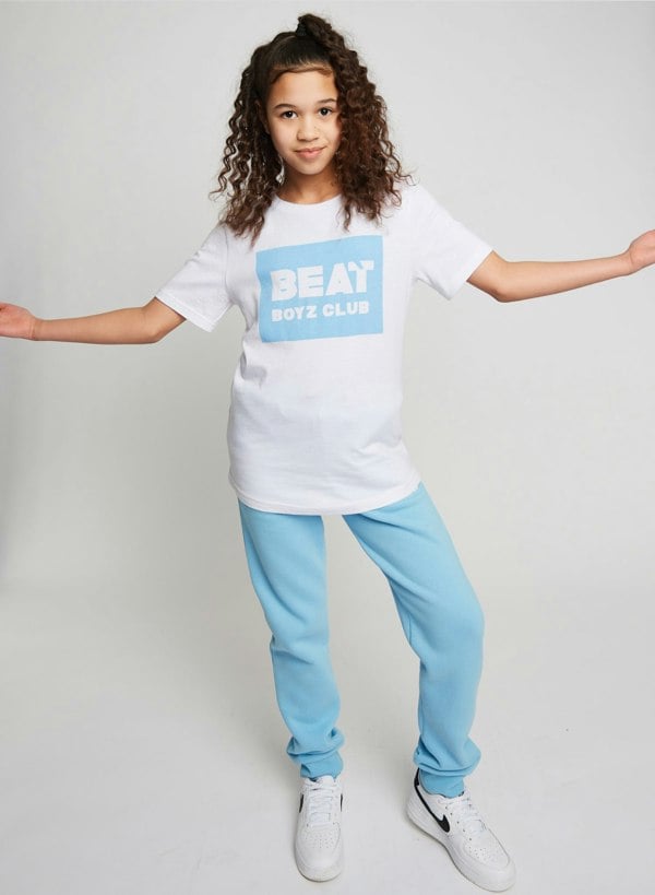 Beat Boyz Club Label T-Shirt - White/Cornflower