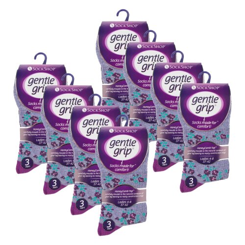 Gentle Grip 24 Pairs Ladies Cotton Rich Everyday Socks Gentle Grip Soft Top Comfort Socks
