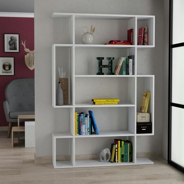 Decortie Mito Modern Freestanding & Wall Mounted Bookcase Sonoma 5-Tier Display Unit Tall for Home & Office 161cm