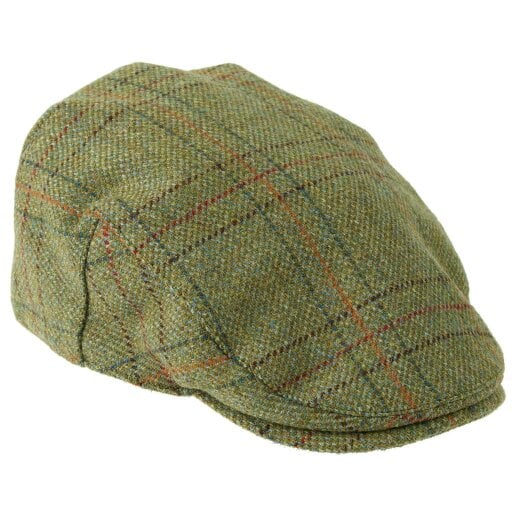 Heather Hats & Accessories British Tweed Wool Flat Cap, Satin Lining, Outdoor Wear, Light Olive