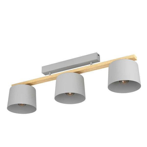 EGLO Mariel Grey And Wood 3-Light Ceiling Fixture