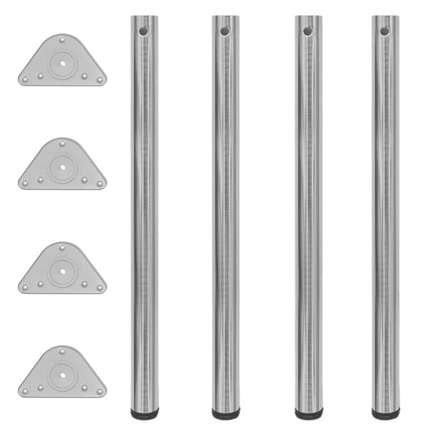 Berkfield 4 Height Adjustable Table Legs Brushed Nickel 870 mm