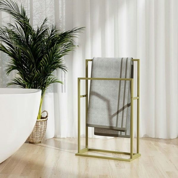 Berkfield Freestanding Towel Rack Gold 48x24x78.5 cm Iron