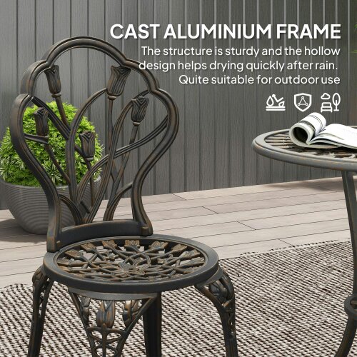 Wyld Haus Fafire Aluminium Bronze Tone 3 Piece Patio Bistro Set With Umbrella Hole Table And Chairs