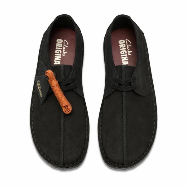 Clarks Originals Desert Trek Shoes Black Suede