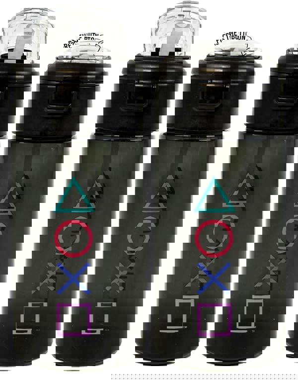 Vanilla Underground PlayStation Womens Black Controller Symbols Print Spout Water Bottle (One Size)