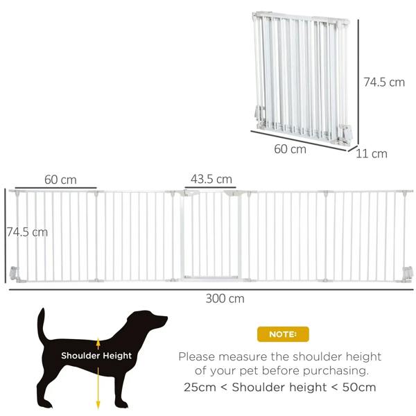 White metal pet playpen panel set with door opening and size markings