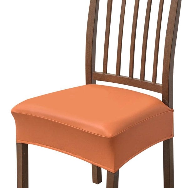 Anyhouz Chair Cover Orange PU Leather Seat Slipcover Chair Cover for Kitchen Hotel Banquet Dining Living Room