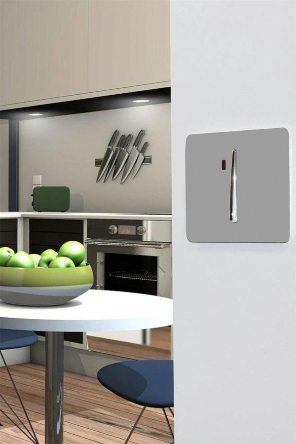 Trendi Switch 1 Gang 45 Amp Cooker Switch with Neon in Light Grey