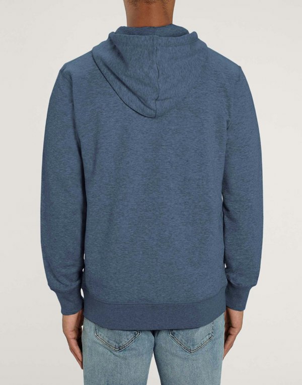 Men's Organic Cotton Zip-up Hoodie – Dark Heather Blue - British Boxers