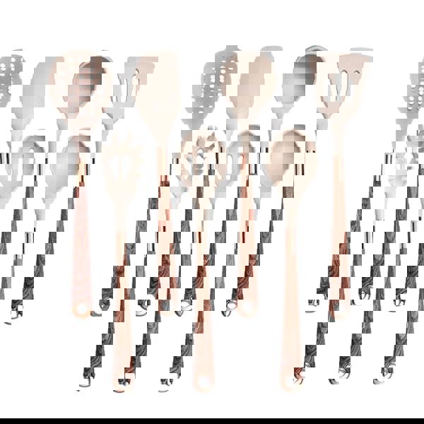 Anygleam Kitchen Utensils Non-stick Brown 7 Set Gold Plated Handle with Support Point Cooking Tool Accessories Heat Resistant Kitchenware