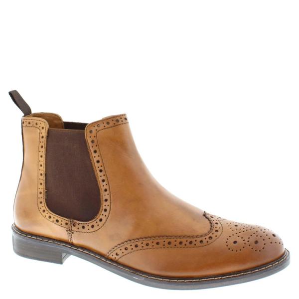Thomas Crick Red Tape Crick Downton Brogue Mens Chelsea Pull On Leather