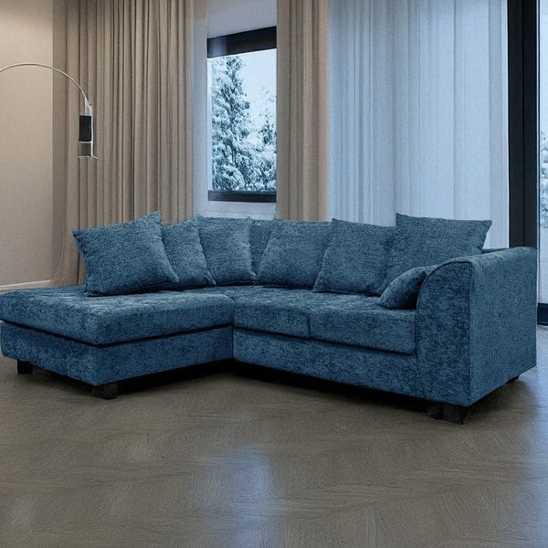 Furnishings For Less Monaco Chenille Fabric 4 Seater L Shaped Corner Sofa