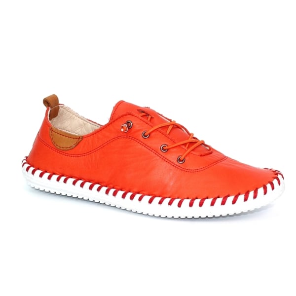 Lunar Women's St Ives Leather Plimsolls - Orange/White