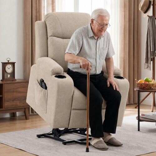 HOMCOM Riser Recliner Chair with Massage and Heat for Elderly