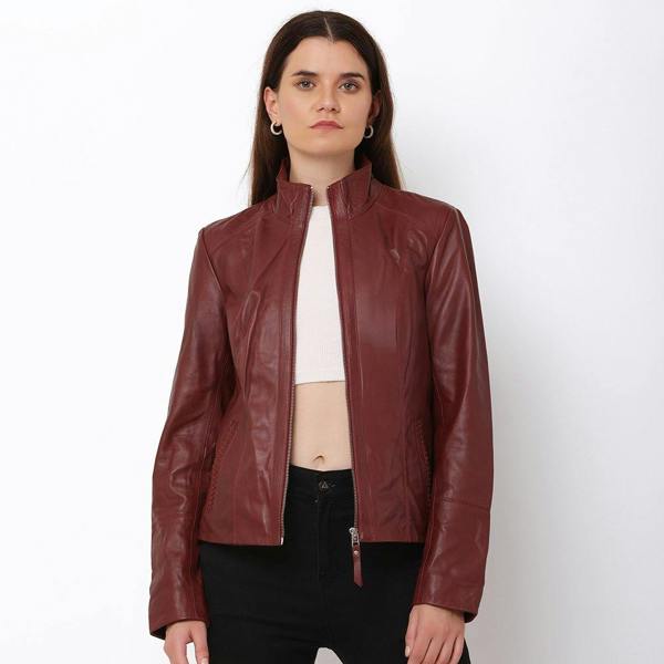 Women’s Plum Leather Jacket Reilly 6156 -5