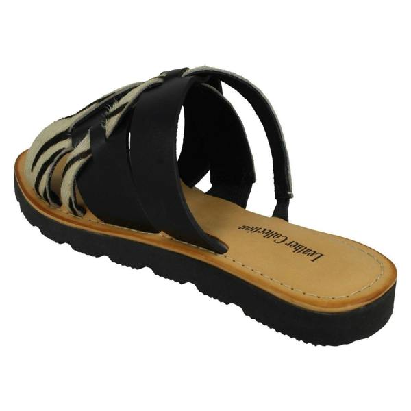 Leather Collection Ladies Leather Collection Zebra Print Mules F00351